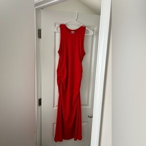a new day Red Sleeveless Ruched Maxi Dress